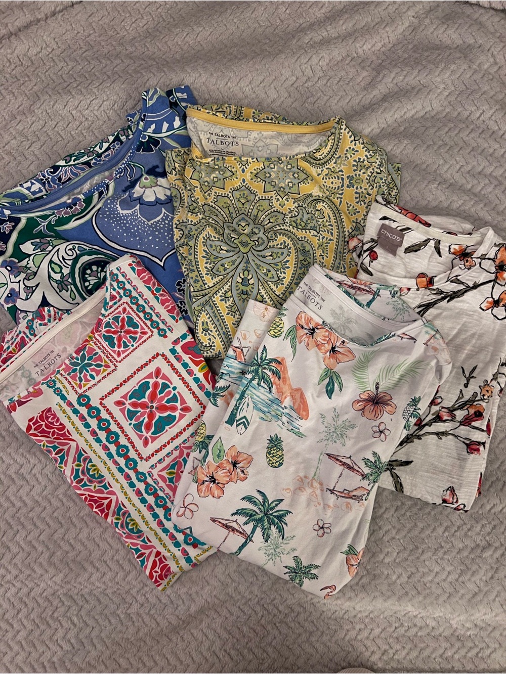 The Talbots Tee Bundle Lot w/ Chico's Bonus Floral Tropical Paisley